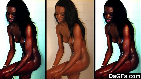 Dagfs – Skinny Ebony Caught While She Takes A Shower And Masturbates For The Camera