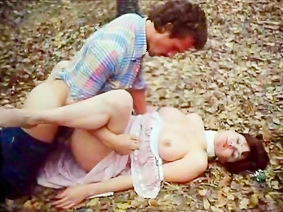 Desiree Cousteau, Joey Silvera in classic porn scene with threesome in the forest