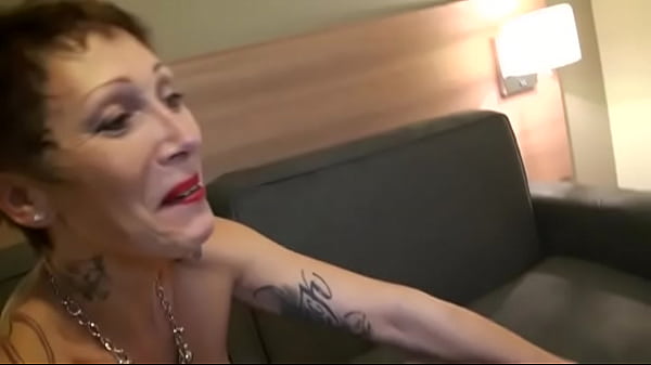 Dirty old bitch fucks young black cock