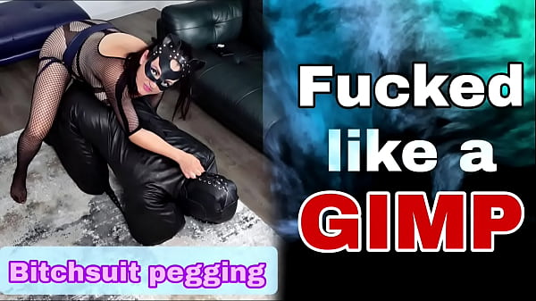 Femdom Bitchsuit Pegging Leather Bondage Huge Strap On Dildo BDSM Amateur Real Couple Milf Stepmom