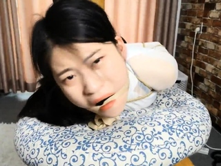 Chinese bondage – Hogtied on bench