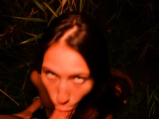 Horny girlfriend sucks me off in public